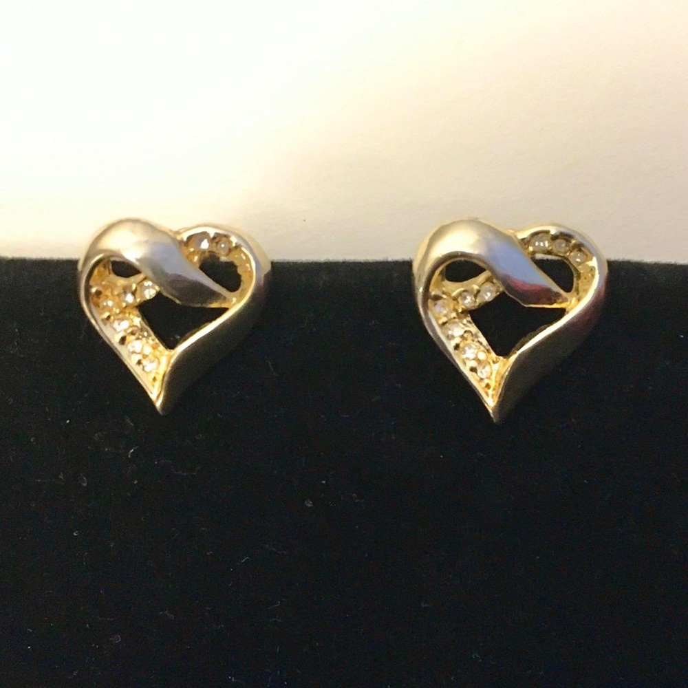 Sparkly Two Tone Heart Earrings